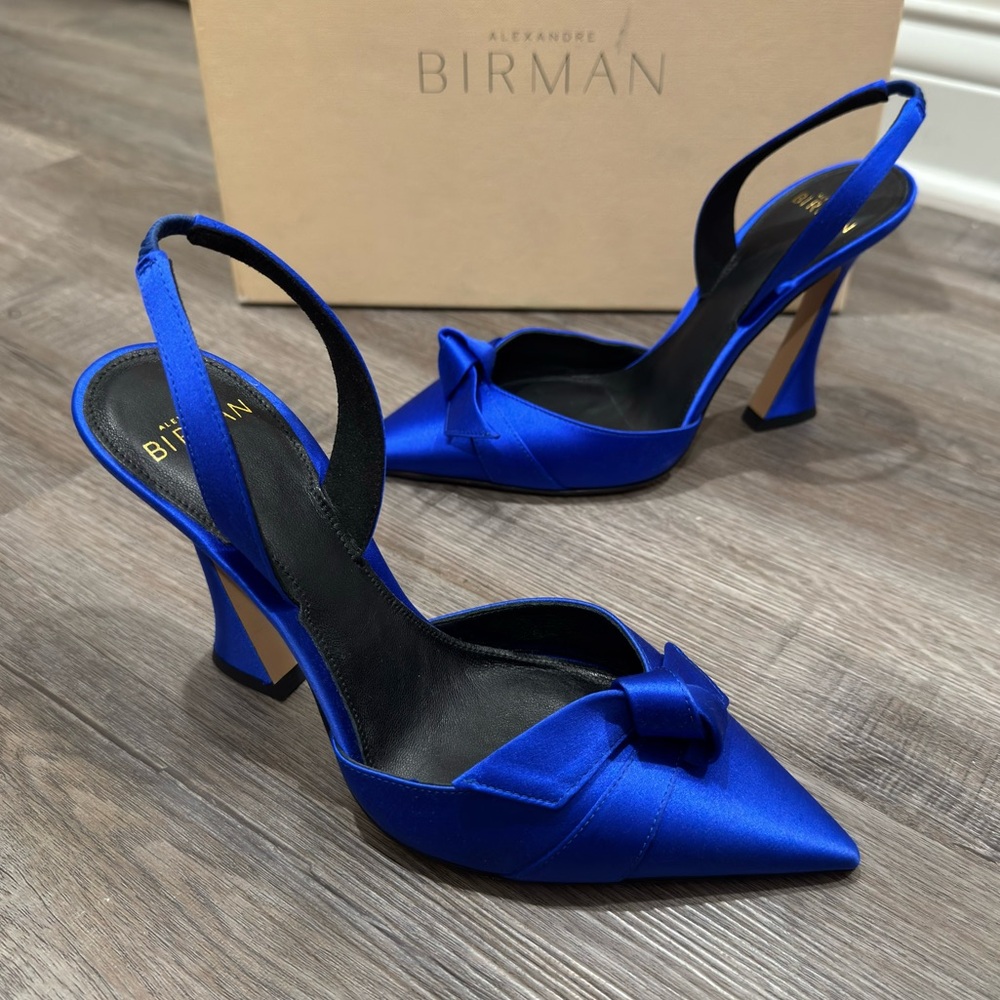 Alexandre Birman Clarita Satin Slip Slingback in Electric Blue - Picture 3 of 14